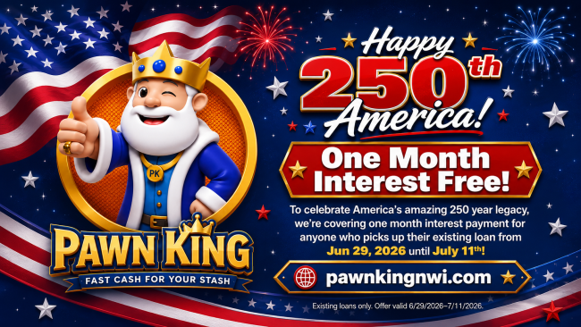 Happy 250th America! One Month Interest Free!